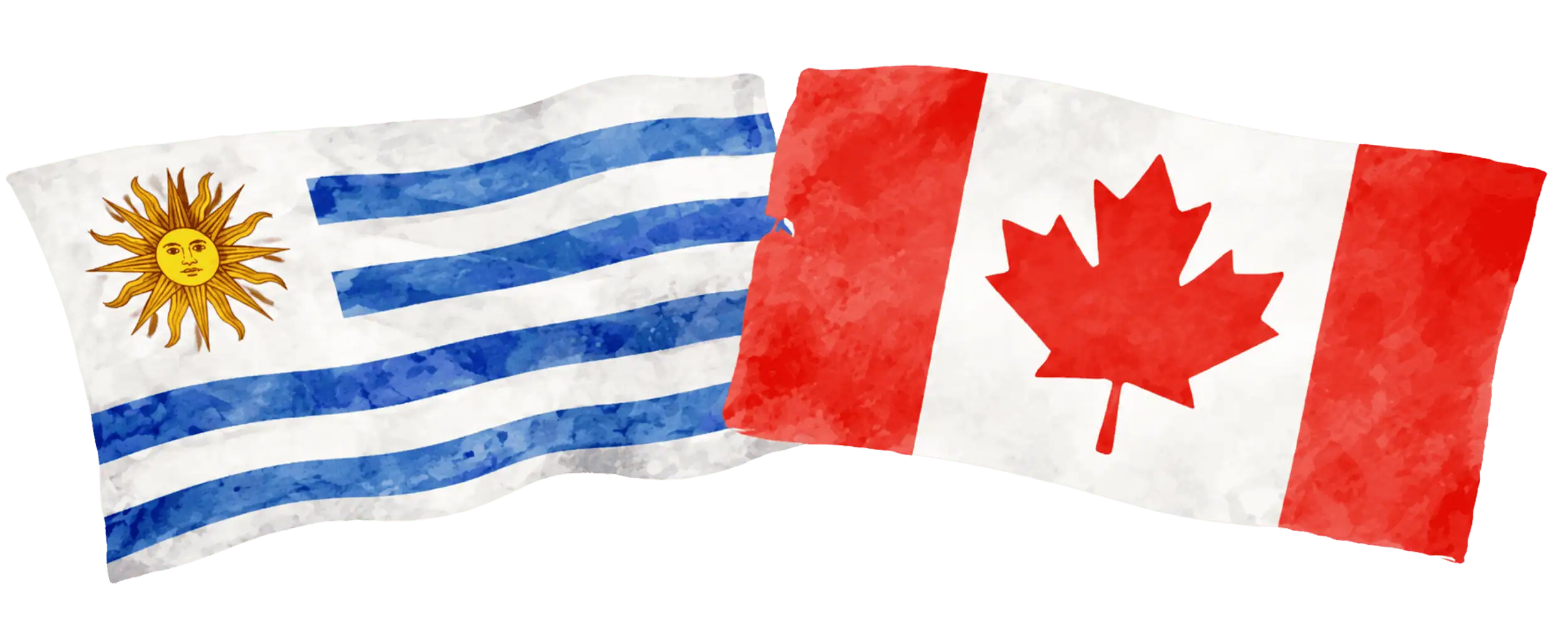 Uruguayan and Canadian flags representing immigration from Uruguay to Canada