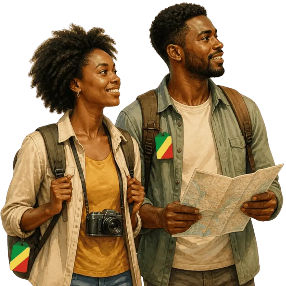 republic-of-the-congo.webp Travellers with backpacks, a camera and a flag tag representing travel from the Republic of the Congo to Canada