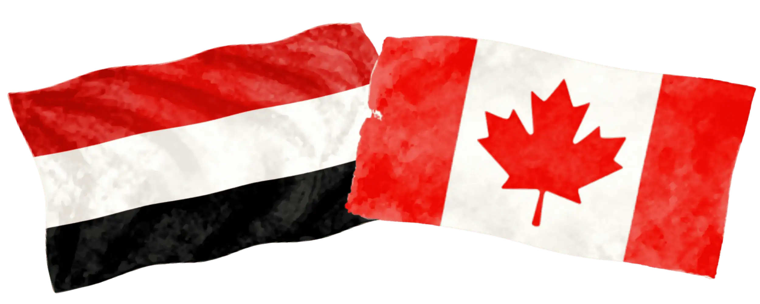 Yemeni and Canadian flags representing immigration from Yemen to Canada