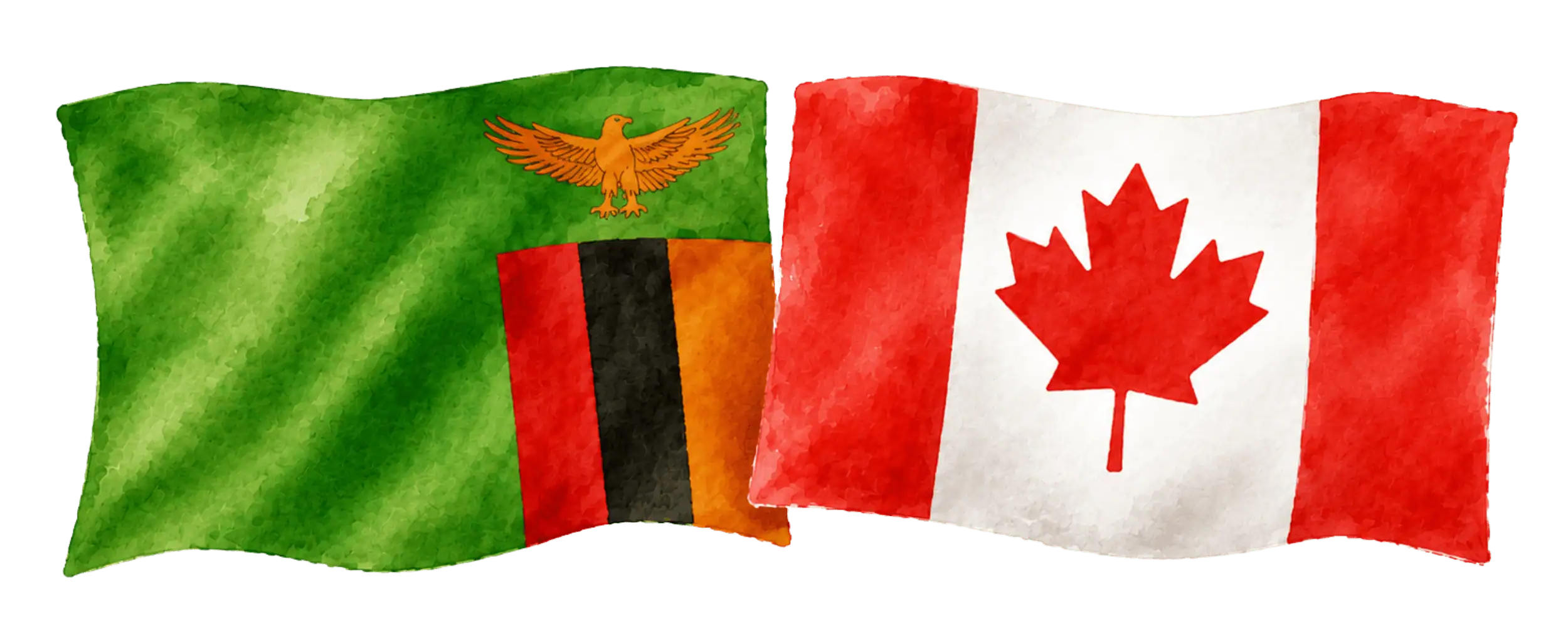 Zambian and Canadian flags representing immigration from Zambia to Canada