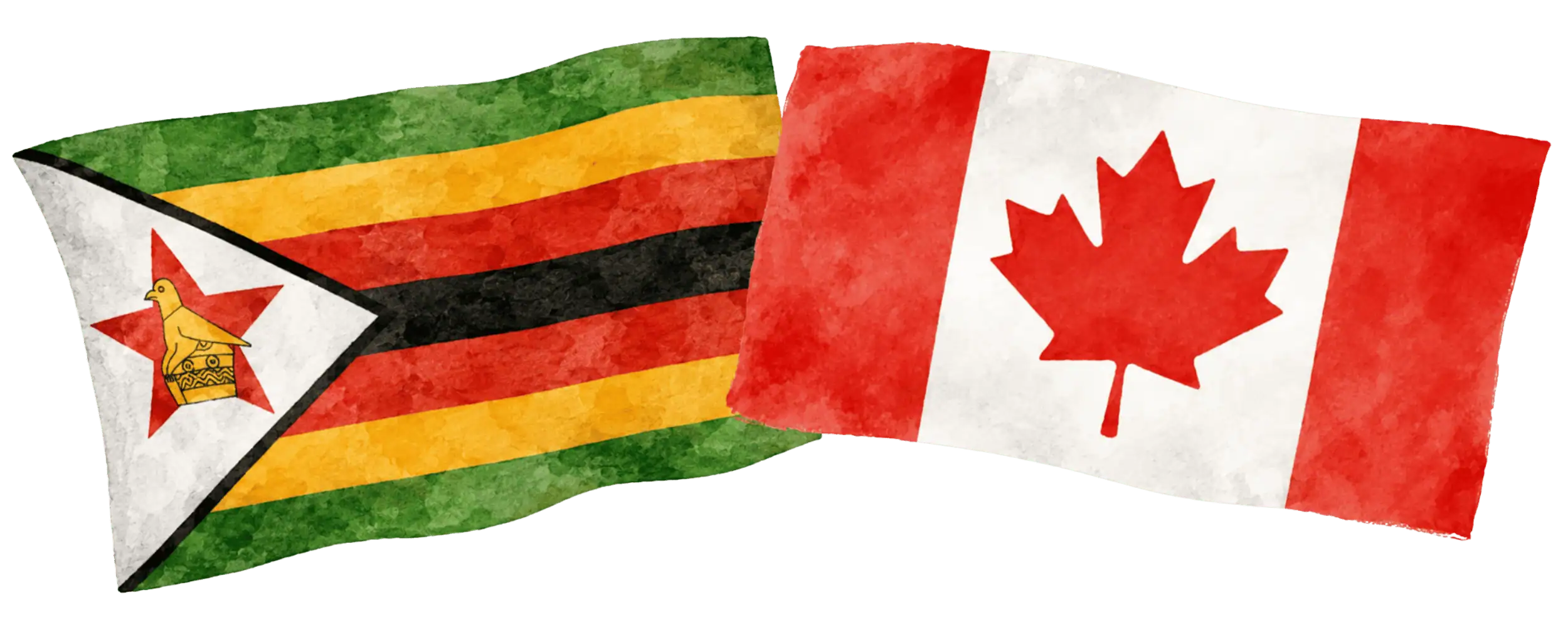 Zimbabwean and Canadian flags representing immigration from Zimbabwe to Canada